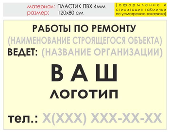 Информационный щит "работы по ремонту" (пластик, 120х90 см) t06 - Охрана труда на строительных площадках - Информационные щиты - магазин "Охрана труда и Техника безопасности"